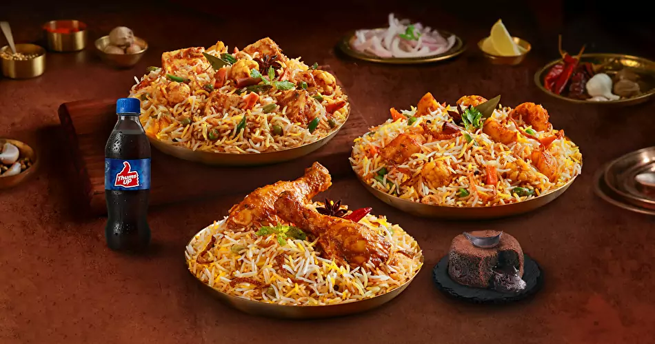 Any 3 Biryanis [FREE Thums Up & Choco Lava Cake]