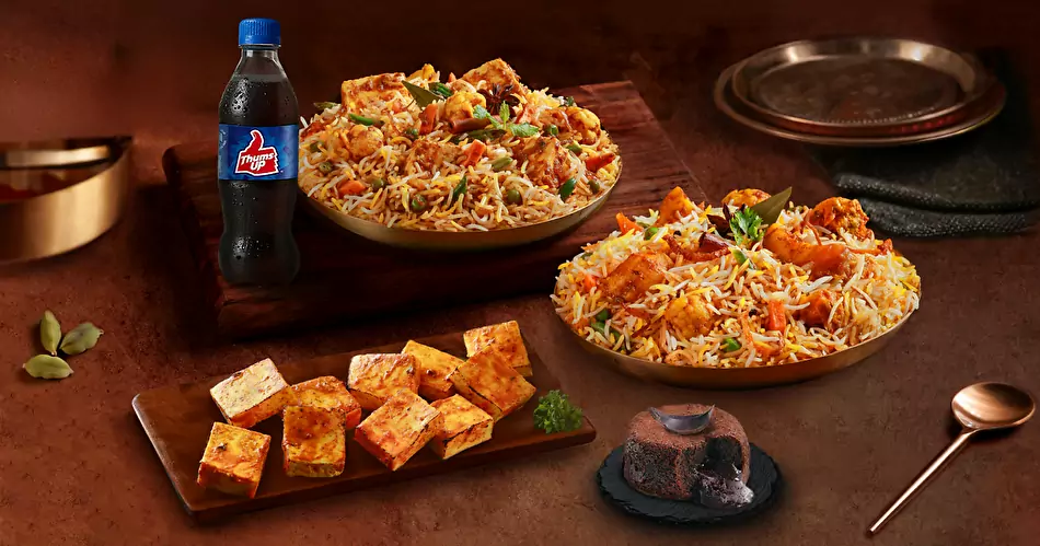 Any 2 Biryanis + Any Starter [FREE Thums Up & Choco Lava Cake]