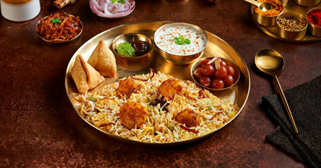 Dum Aloo Biryani Thali