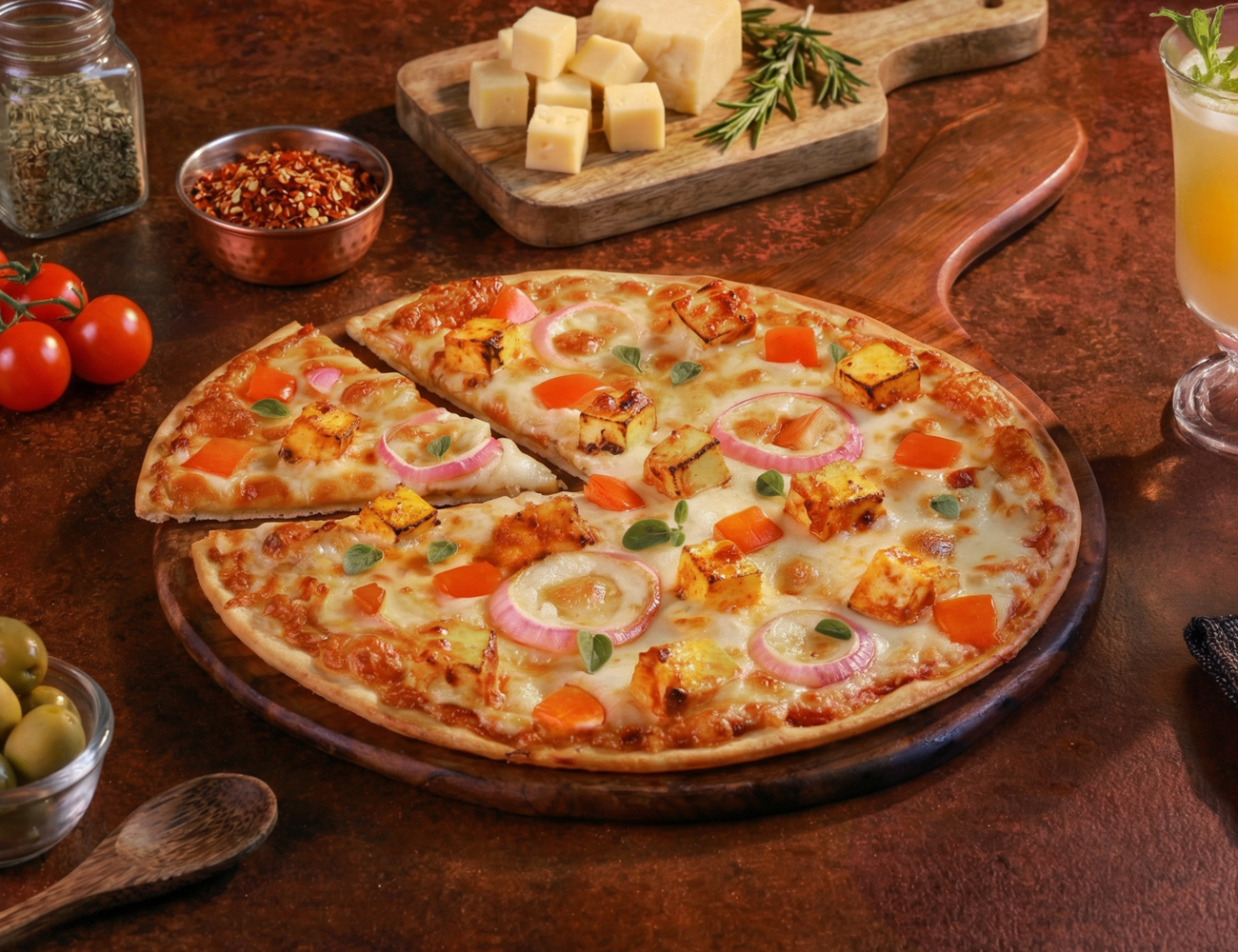 Indi Tandoori Paneer Pizza [7" Regular, ULTRA-THIN Crust]