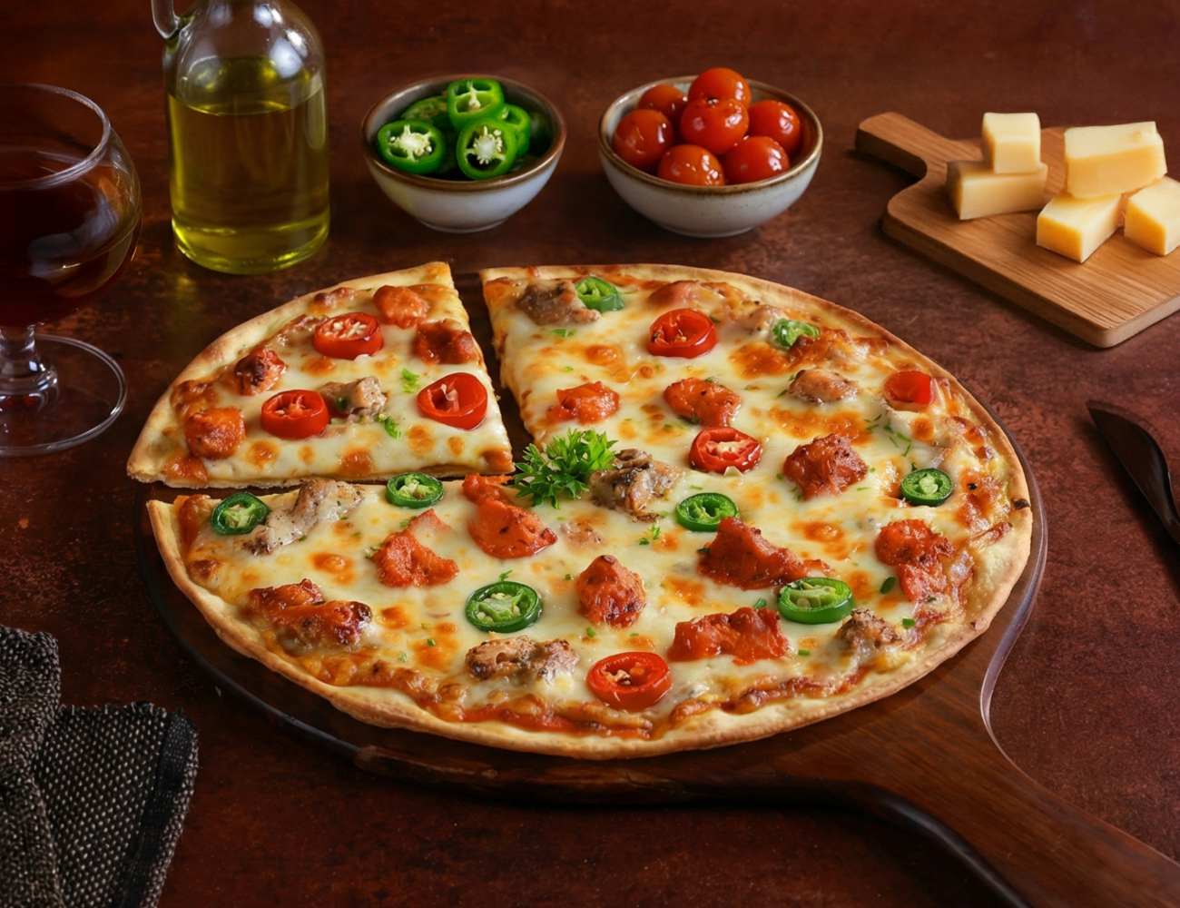 Fiery Spicy Chicken Pizza [7" Regular, ULTRA-THIN Crust]