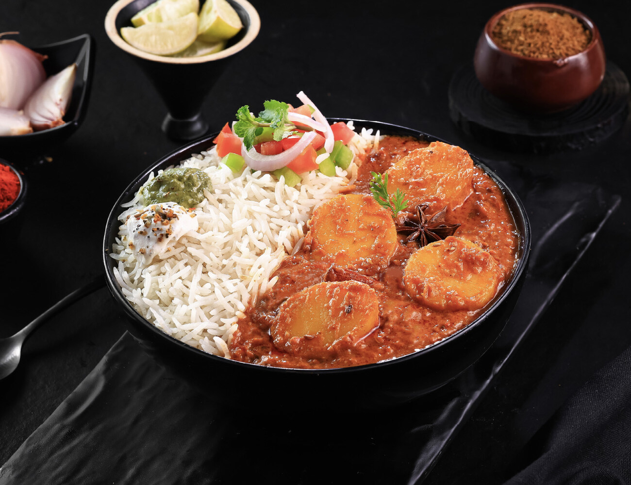 Punjabi Dum Aloo [Steamed Rice] Bowl
