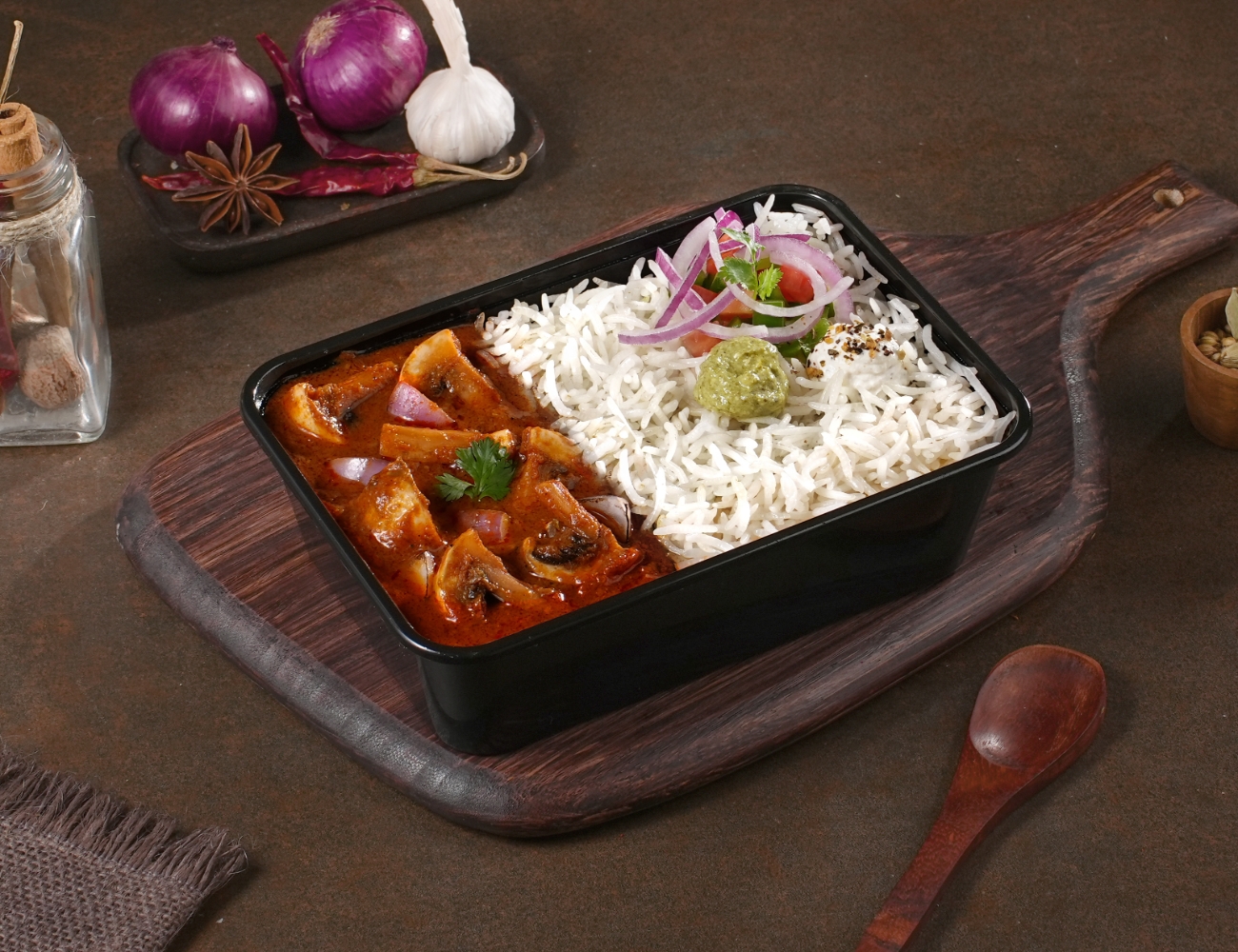 Mushroom Masala Rice Bowl