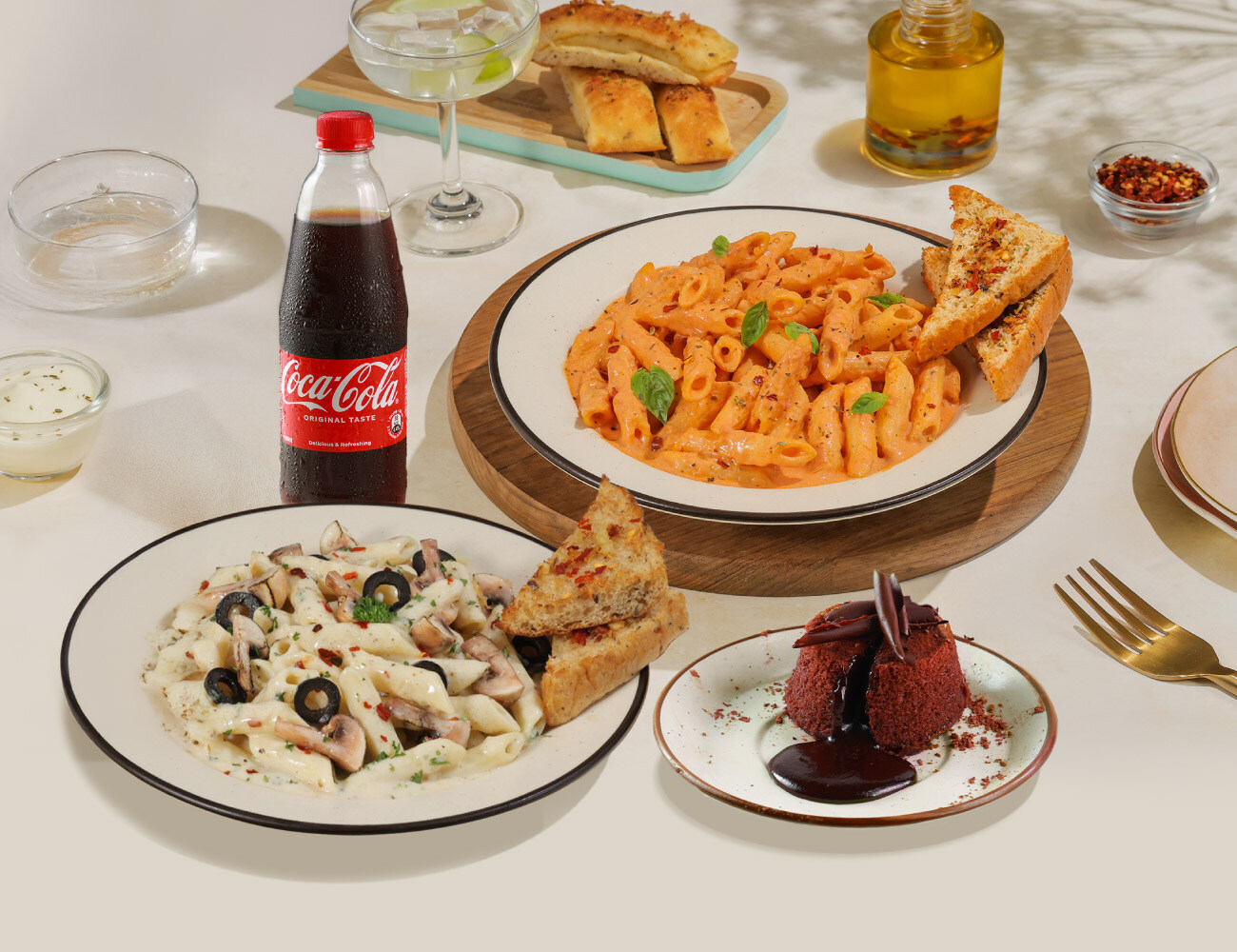 Any 2 Pastas [FREE Coke + Choco Lava Cake]