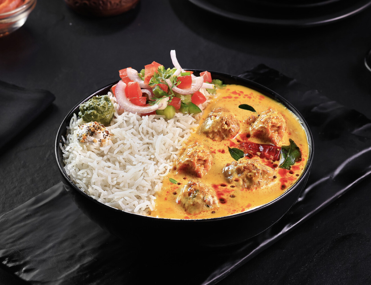 Punjabi Kadhi Pakoda Rice Bowl