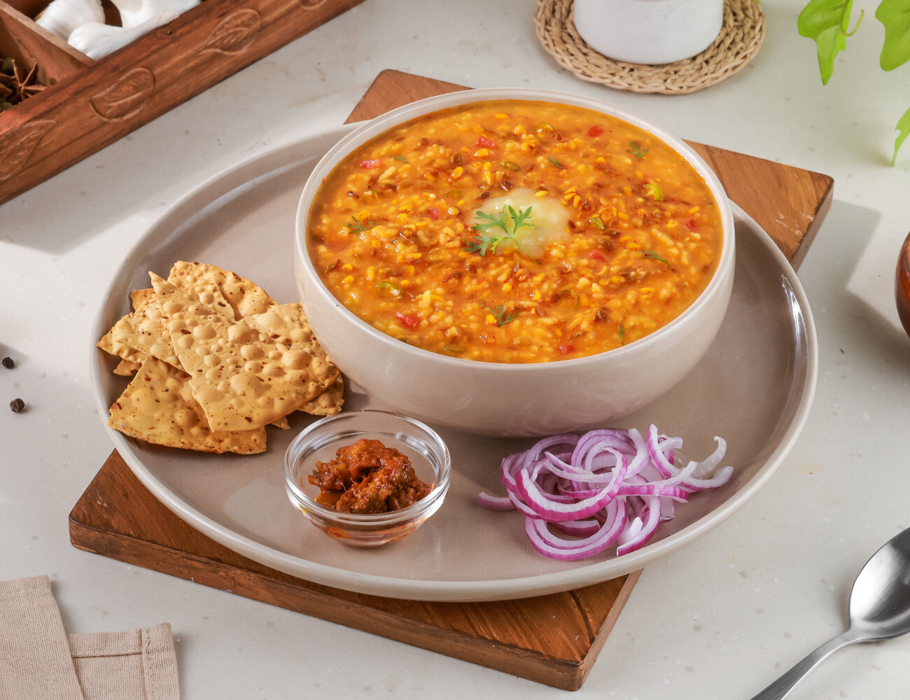 Ghee Tadka Dal Khichdi Thali
