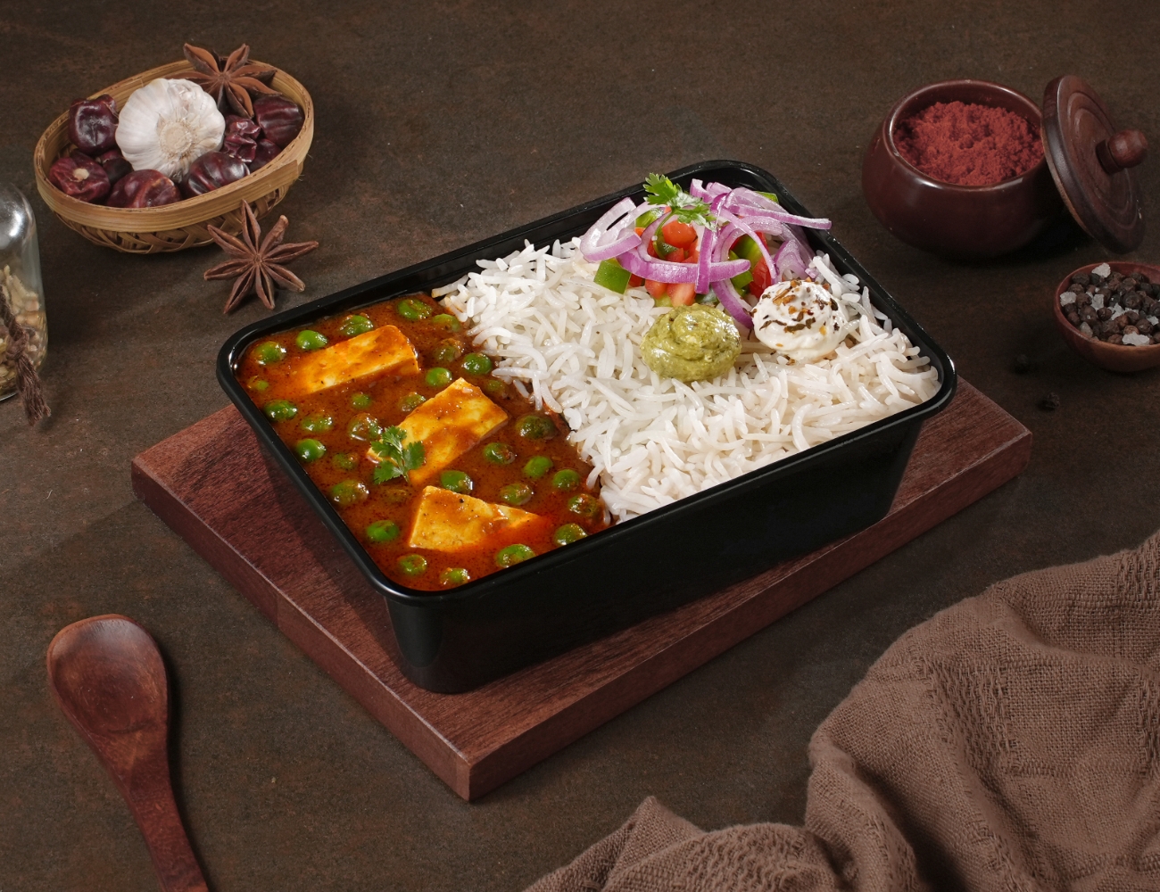 Matar Paneer Rice Bowl