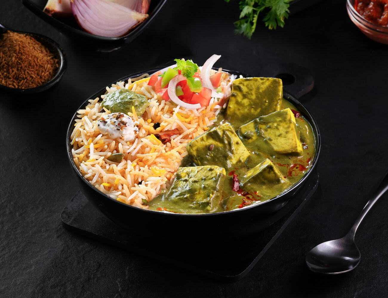 A1 Dhaba Palak Paneer Masala Rice Bowl