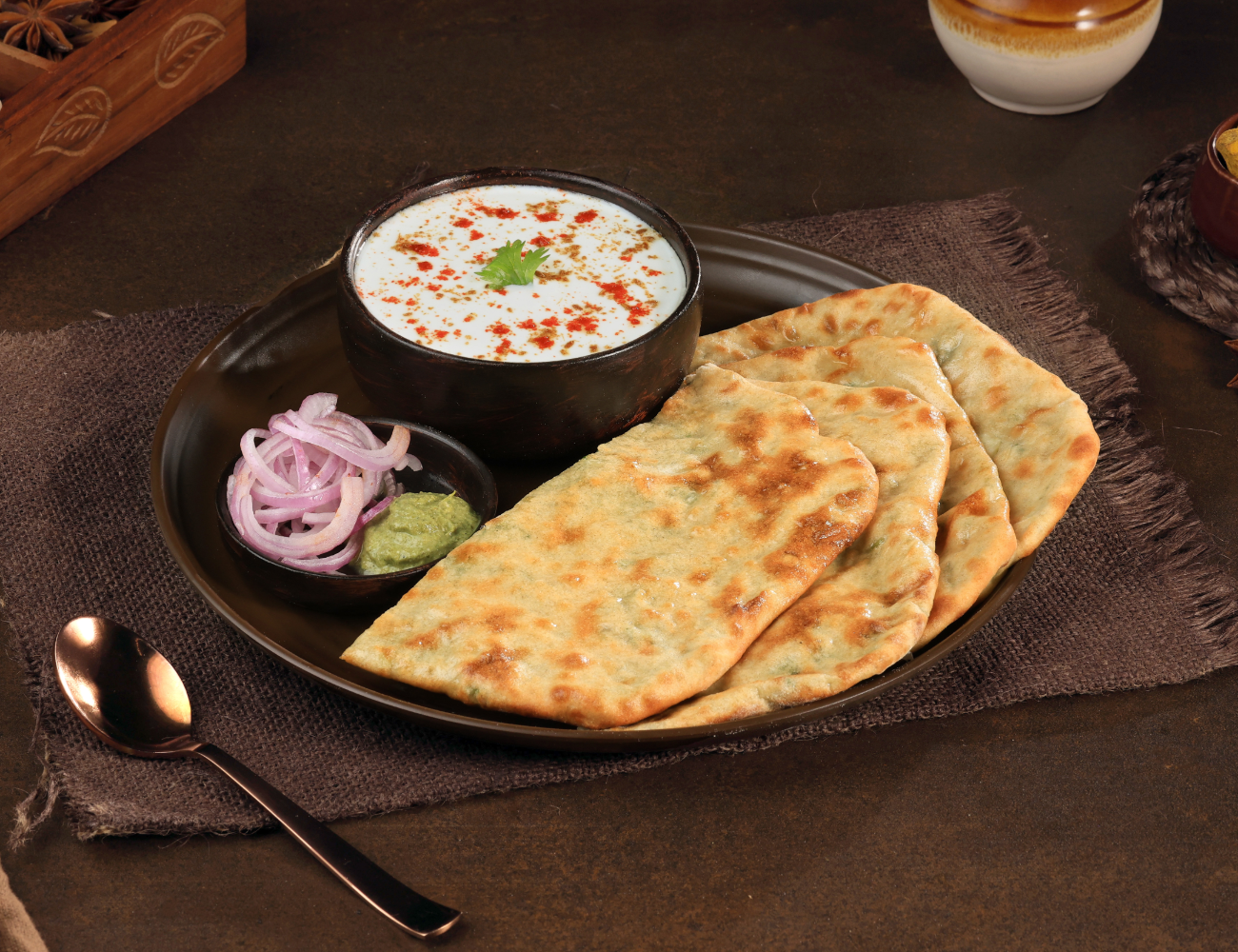 Paneer Paratha [2] + Masala Dahi Meal