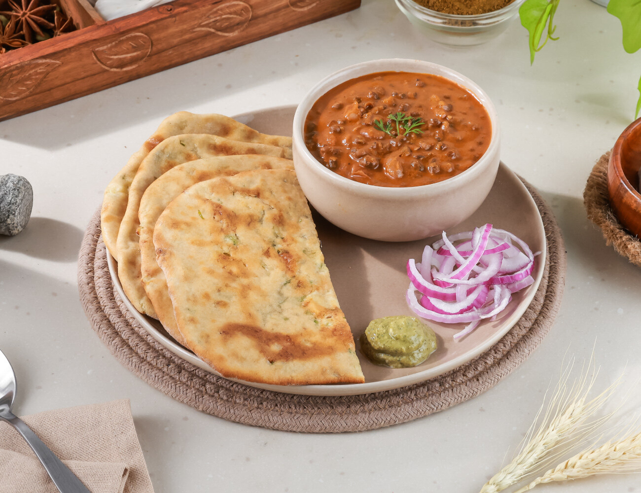 Paneer Paratha [2] & Dal Makhani Thali