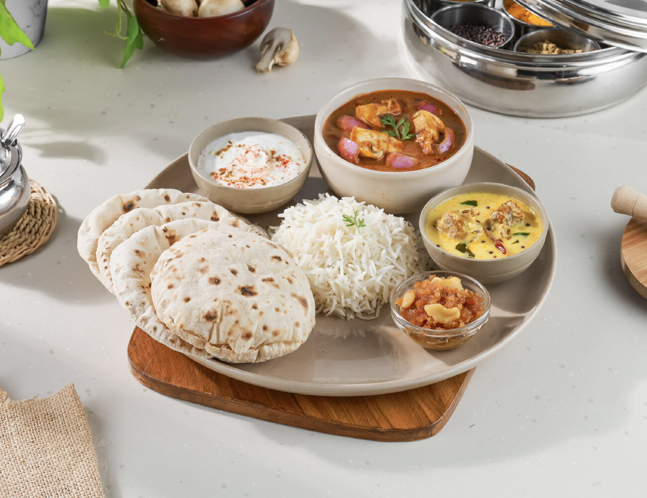 Mushroom Masala - Feast Thali